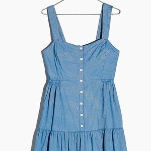 Madewell Button-Front Tiered Midi Dress in Stripe